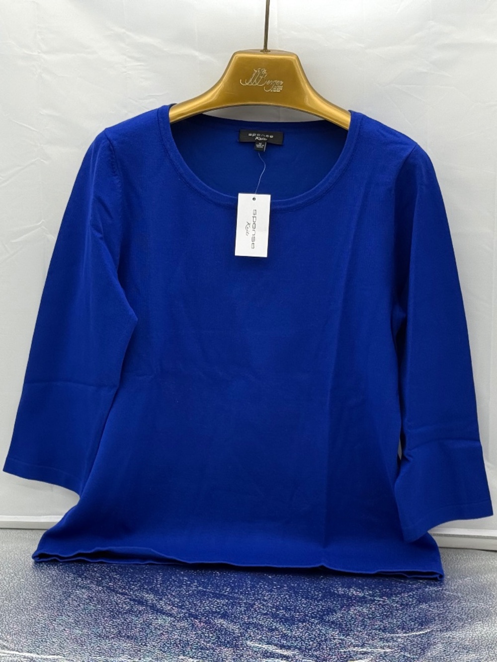 Spense Knits Scoop neck Blue Jewel Sweater Medium NWT